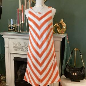 Tommy Hilfiger Orange and White‎ Striped Midi Dress